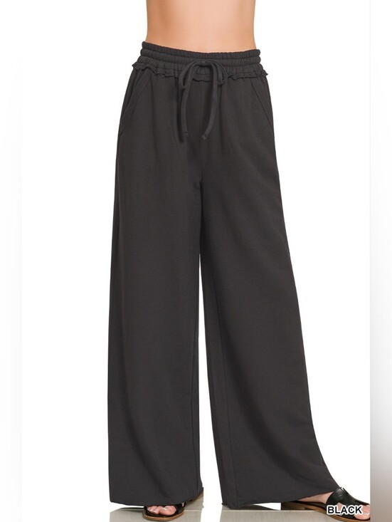 Zenana Outfitters Pants - New Arrival!! Zenana French Terry Wide Leg Sweatpants- Black